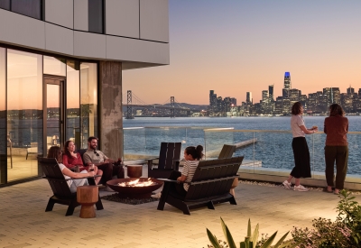 Resident roof deck at Isle House on Treasure Island in San Francisco.