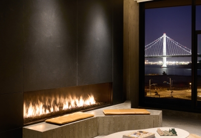 Resident lounge at Isle House on Treasure Island in San Francisco.