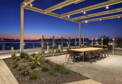 Resident roof deck at Isle House on Treasure Island in San Francisco.