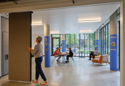 Entry lounge to Africatown Plaza in Seattle.