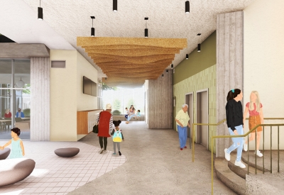 Interior rendering of the lobby at 850 Turk.