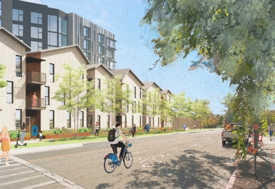 Exterior rendering of North Berkeley BART on Virginia Street  in Berkeley, California.
