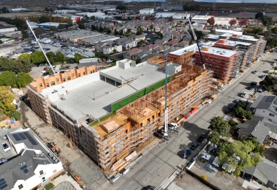 Drone shot during construction phase of Colibri Commons.