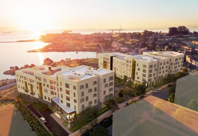 Aerial rendering of Hunters View Phase 3 at sunset. 