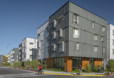Exterior corner street view of 88 Park Street at Midway Village.