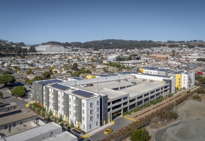 Aerial view of the rear of 88 Park Street at Midway Village.