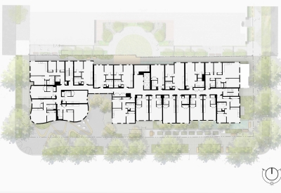 Upper floor plan for Africatown Plaza in Seattle, Washington.