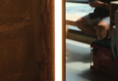 Up close view of the custom mirrors at Zephyr Baber.
