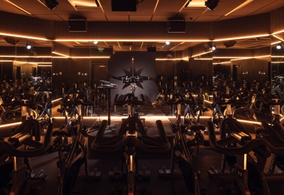 Interior view of the cycle classroom at Supertone.