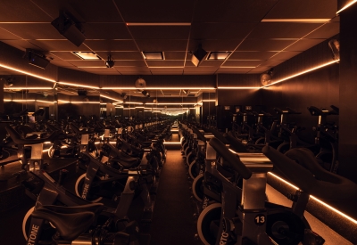 Interior view of the cycle classroom at Supertone.