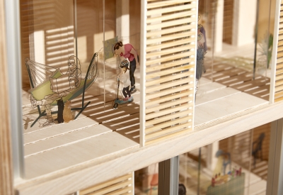 Product photography of architectural model, detail