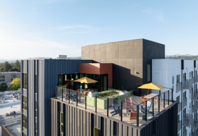 Birds eye view of the roof deck.
