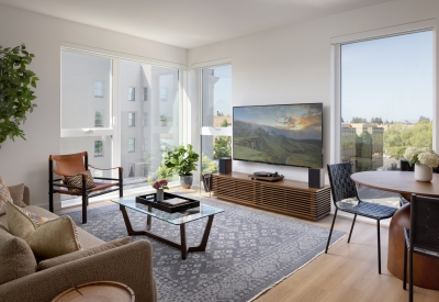 Unit living room at Felix.