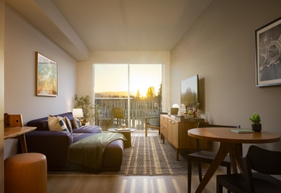 Unit living room at Felix.