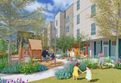 Rendering for the childcare at Midway Village Phase 2.