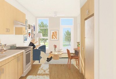 Interior unit rendering of Mercury Courts PSH.