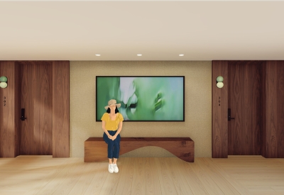 Interior rendering of a typical suite unit entry at HH Residences.