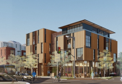 Rendering of the exterior street view of HH Residences from south west.