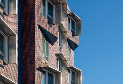 Detail shot shows window sun shades