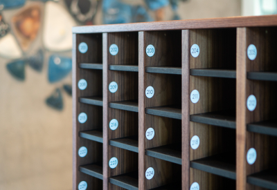 Detail shot of mailboxes