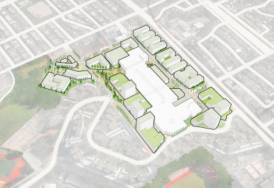 Aerial view showing range of housing types