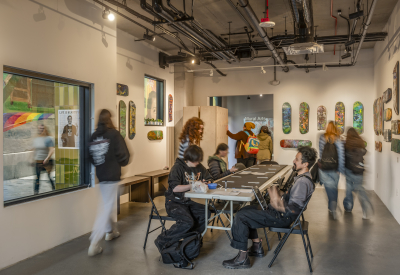 Room with teens and art 