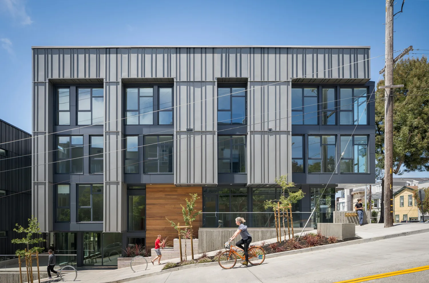 Exterior view of retail at Mason on Mariposa in San Francisco.