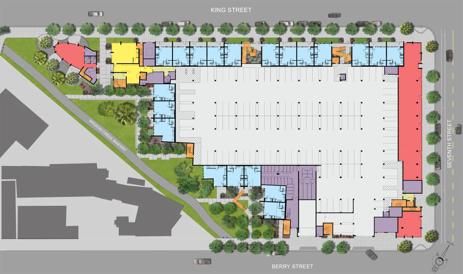 Ground level site plan for 888 Seventh Street in San Francisco.