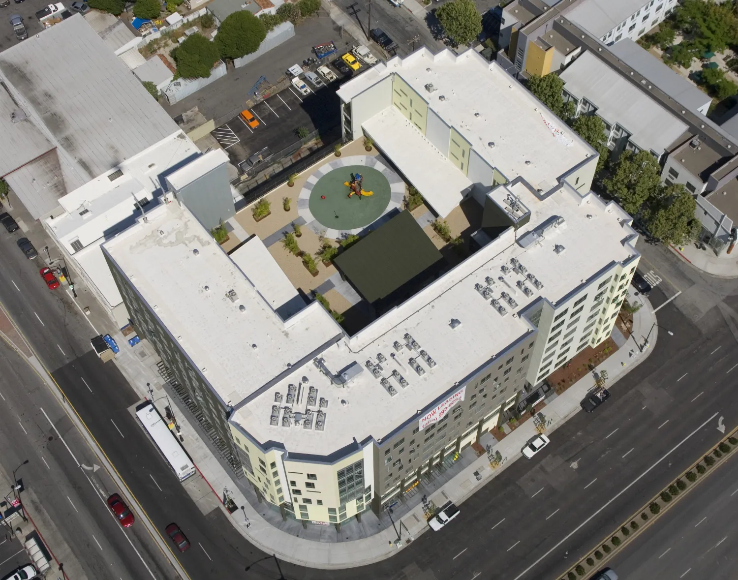 Aerial view from above Delmas Park in San Jose, California.