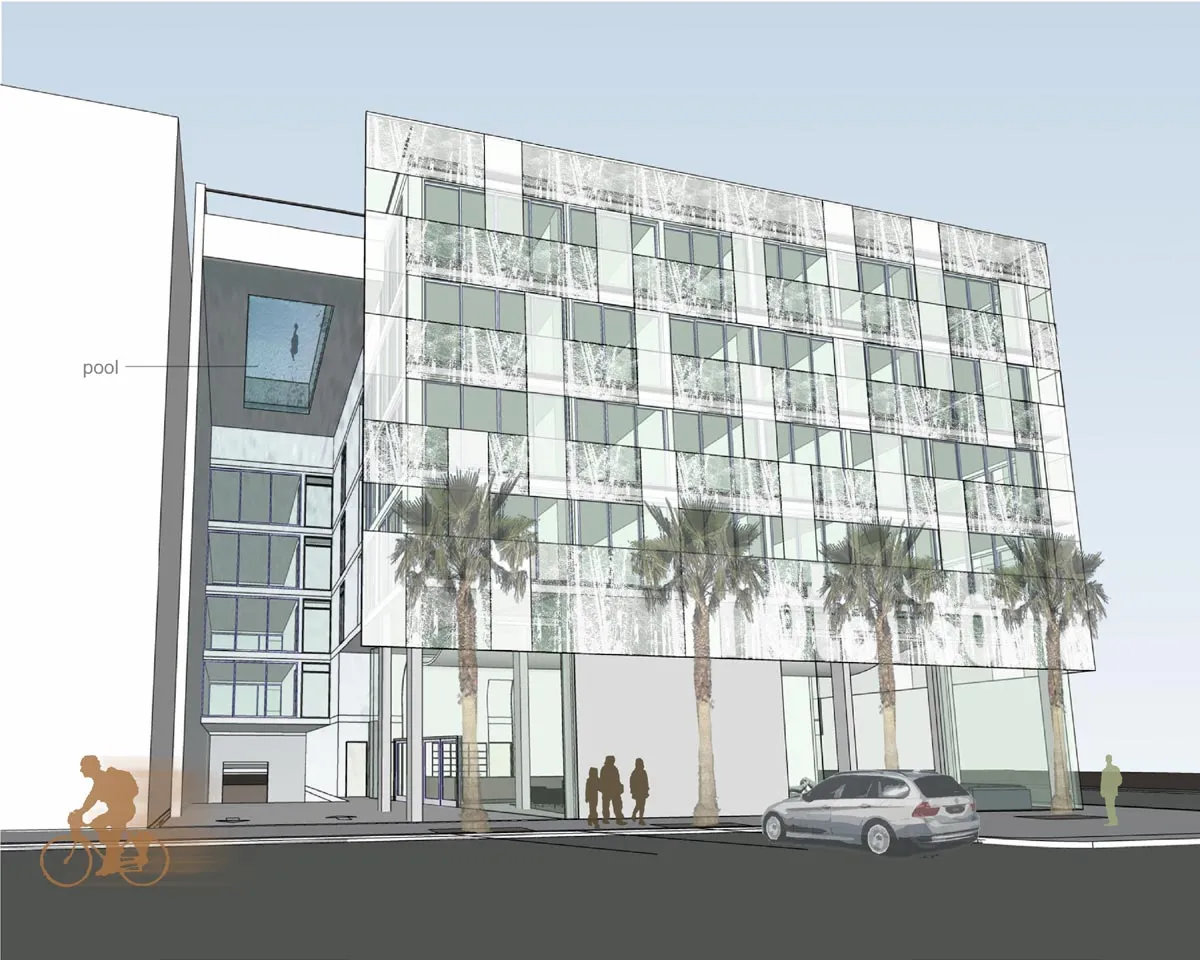 Exterior elevation rendering of Hotel SOMA.