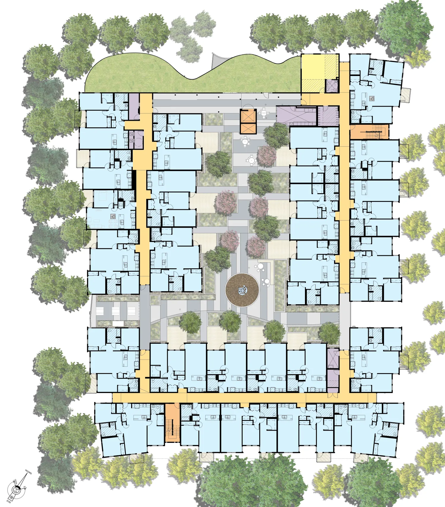 Site plan podium level for Tassafaronga Village in East Oakland, CA. 