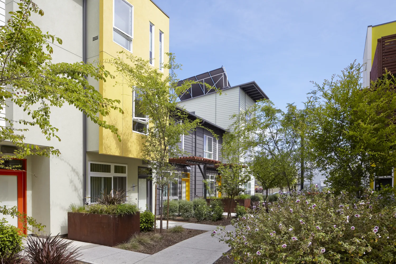 Ground level residences at Tassafaronga Village in East Oakland, CA. 