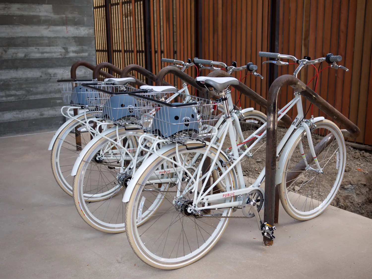 Public bike parking at h2hotel in Healdsburg, Ca.