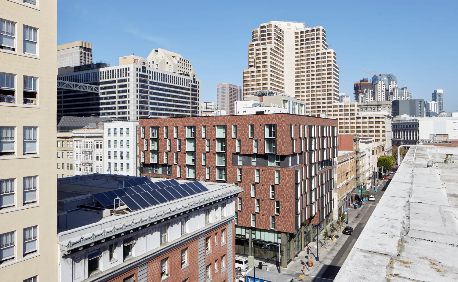 View of 222 Taylor Street, affordable housing in San Francisco.