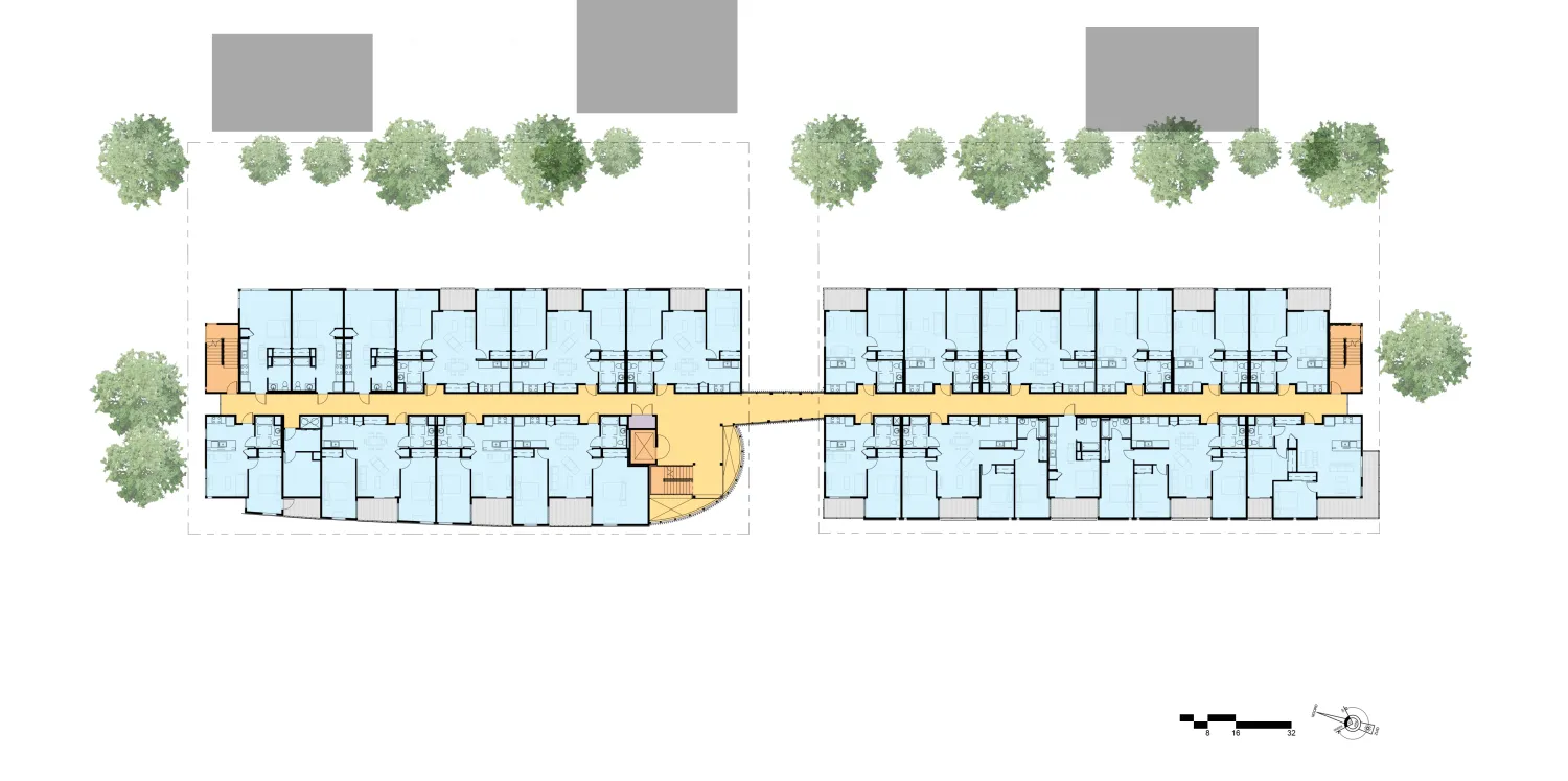 Upper level site plan for La Valentina Station in Sacramento, Ca.