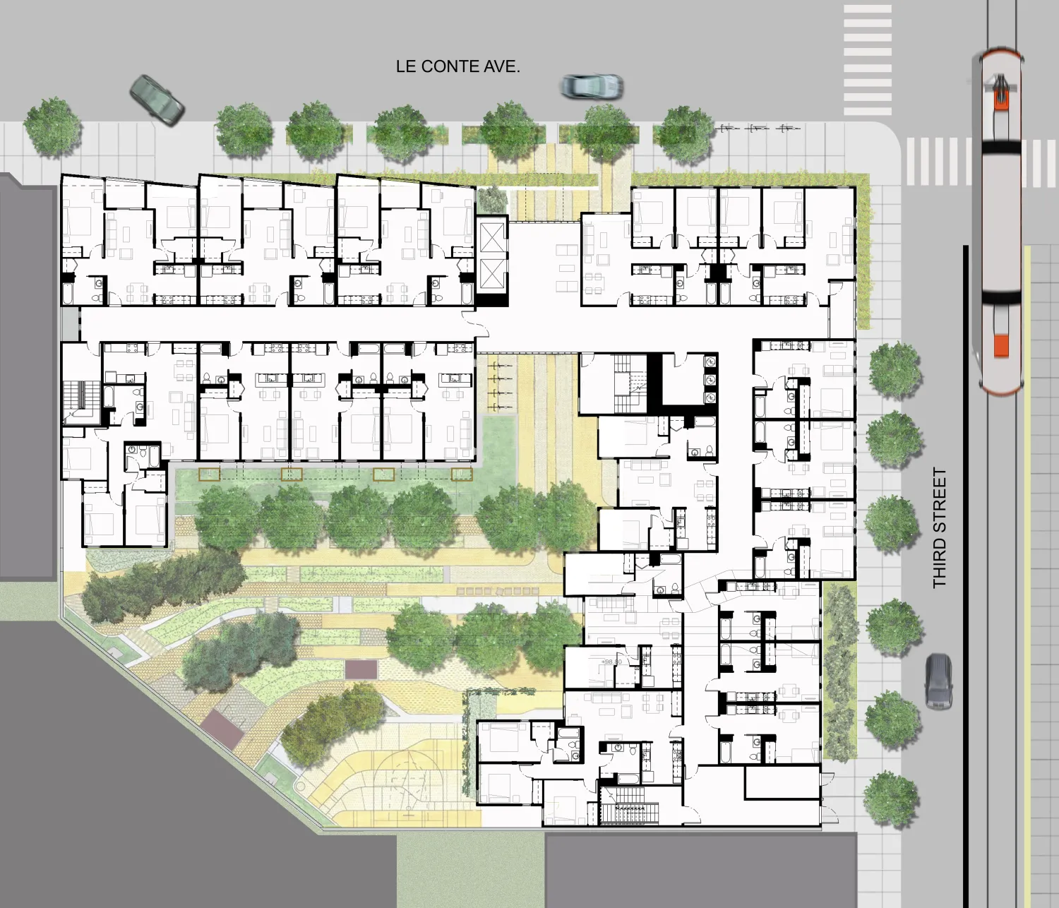 Second level site plan for Bayview Hill Gardens in San Francisco, Ca.