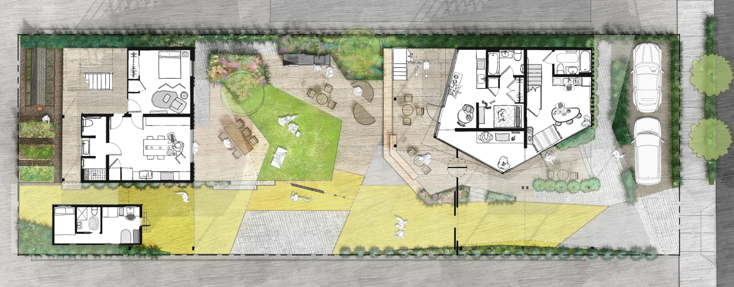 Site plan for  More-Plex, a competition entry for kit-of-parts collaborative housing.