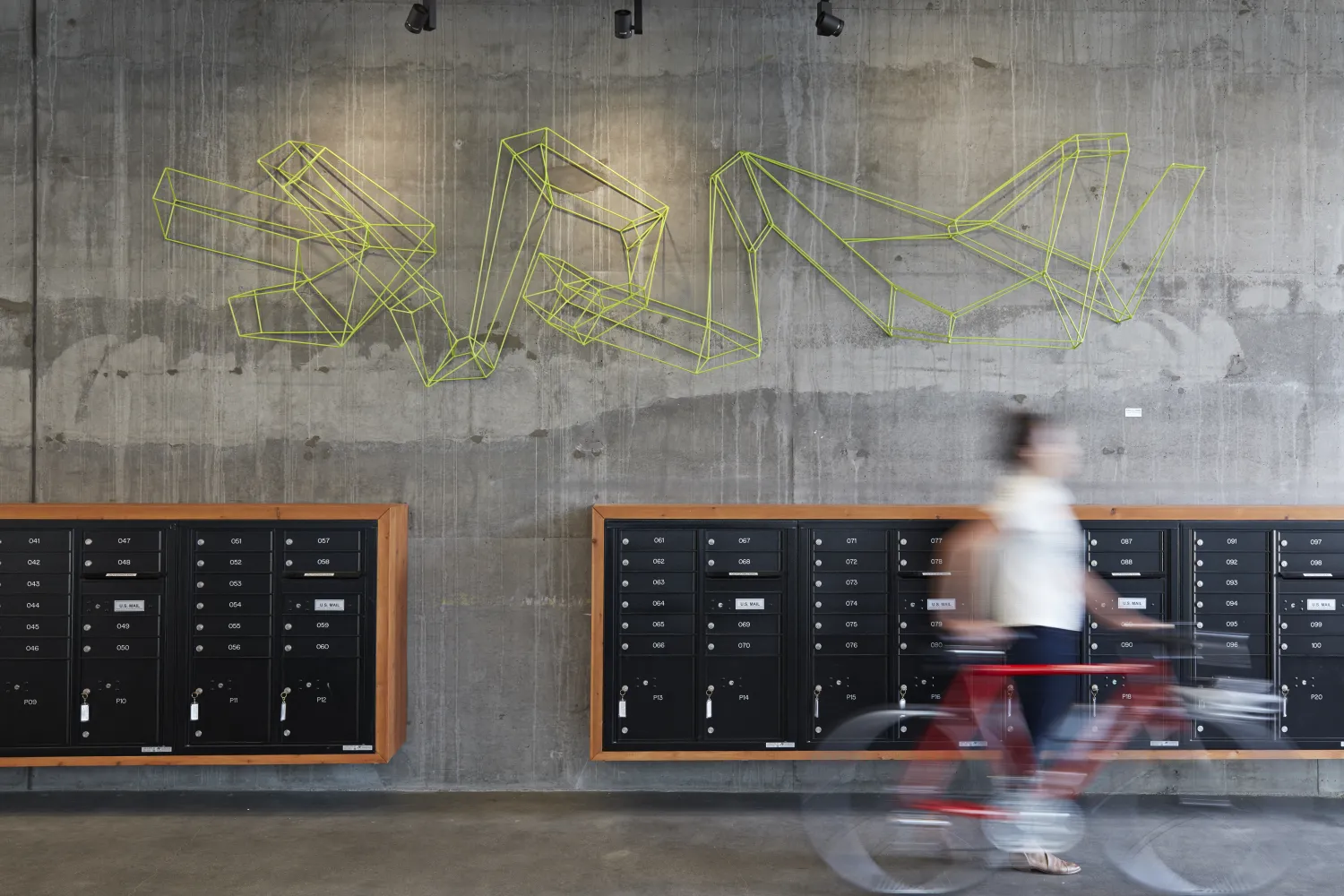 Residential mailboxes in Five88 in San Francisco.