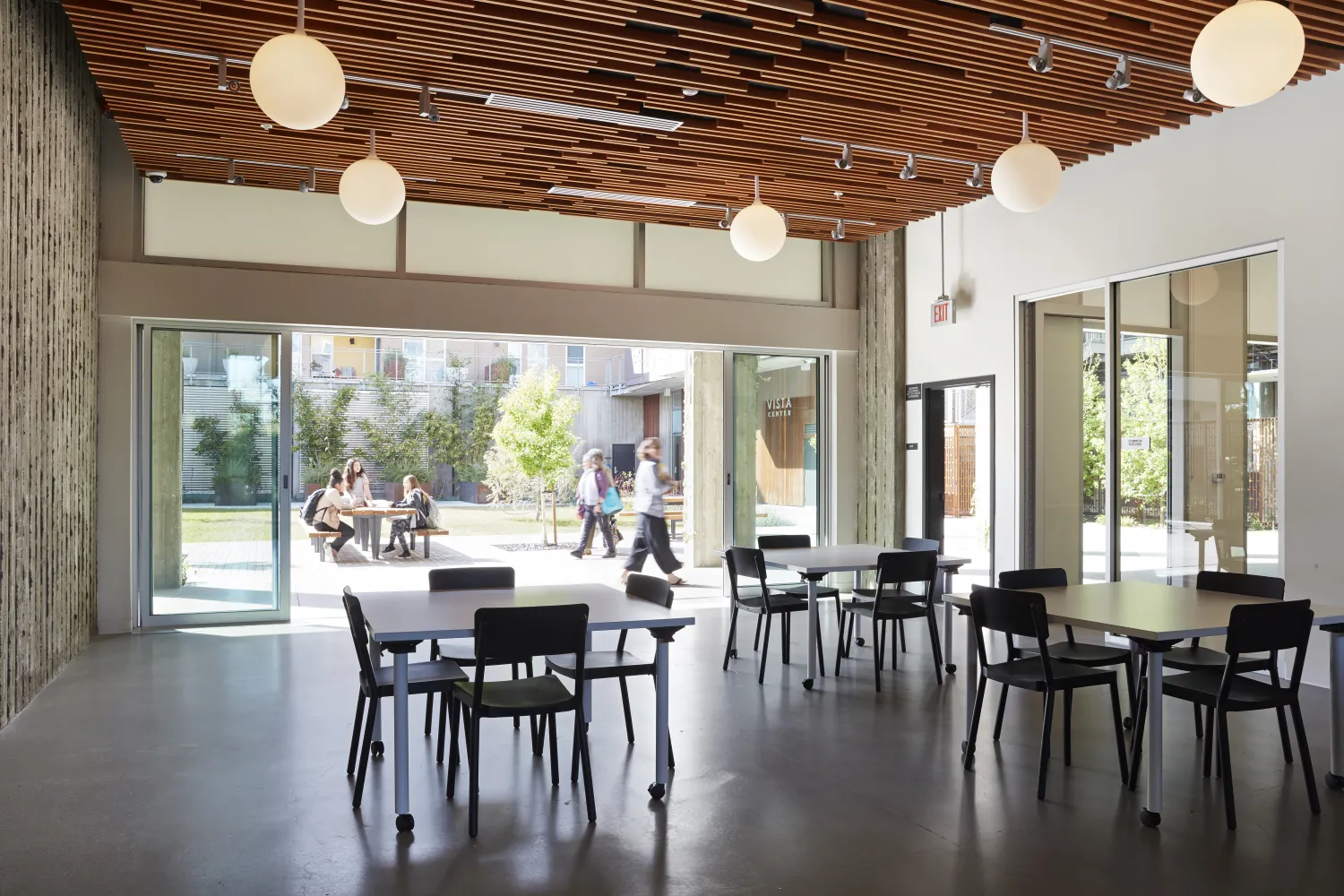 Community room inside Mayfield Place in Palo Alto, Ca.