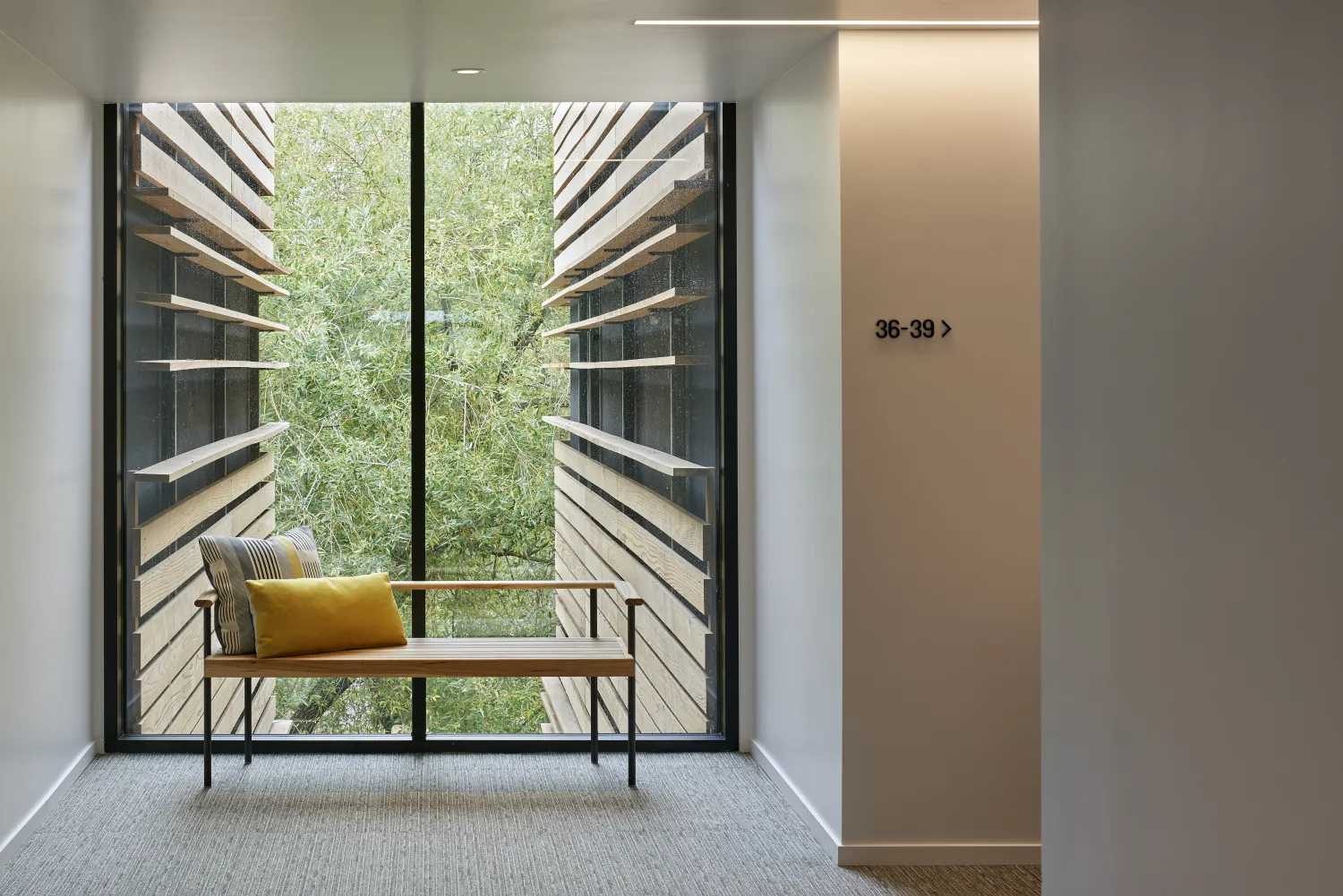 Custom-made bench in Harmon Guest House in Healdsburg, Ca 