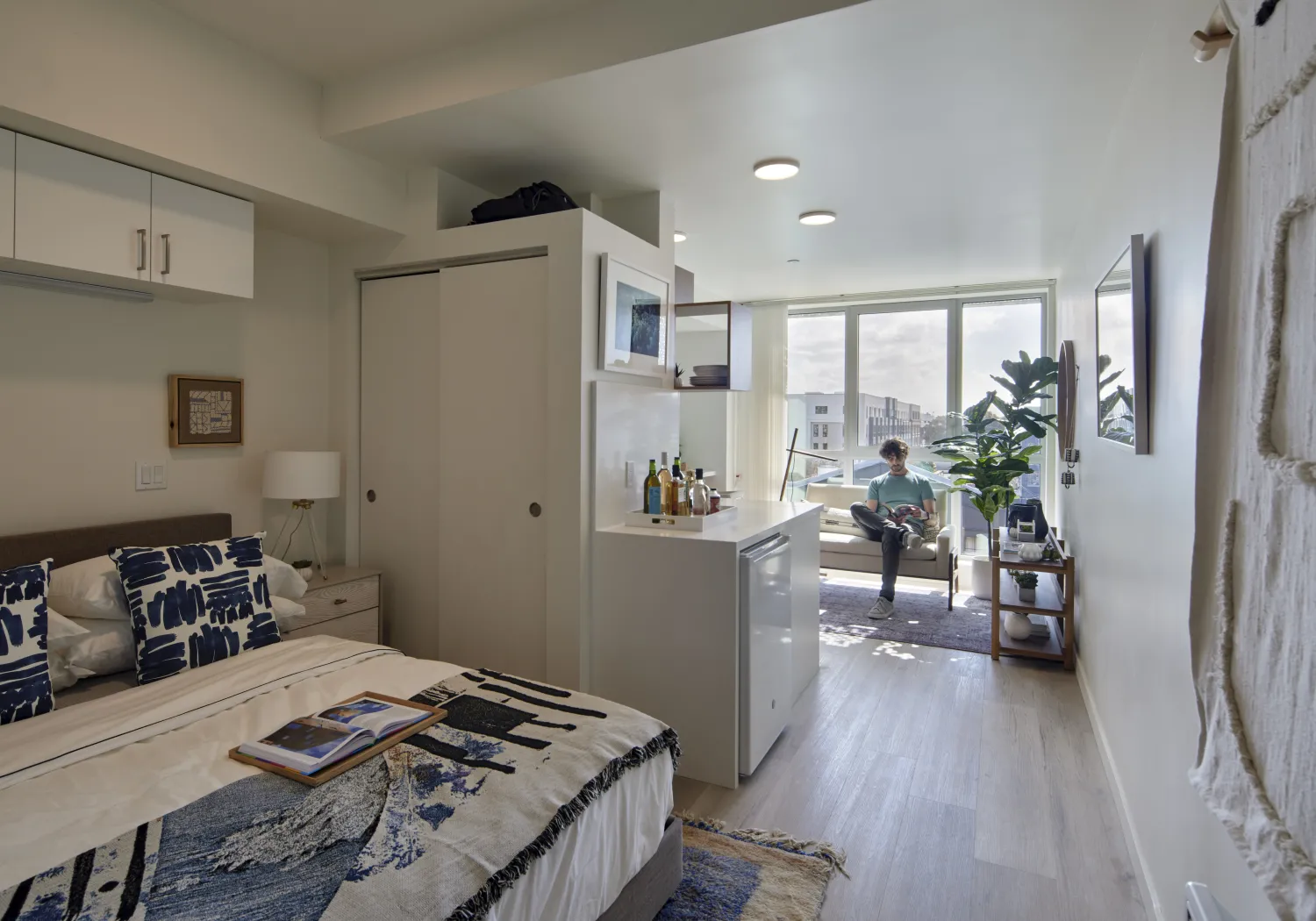 Resident studio unit inside Ome in San Francisco.