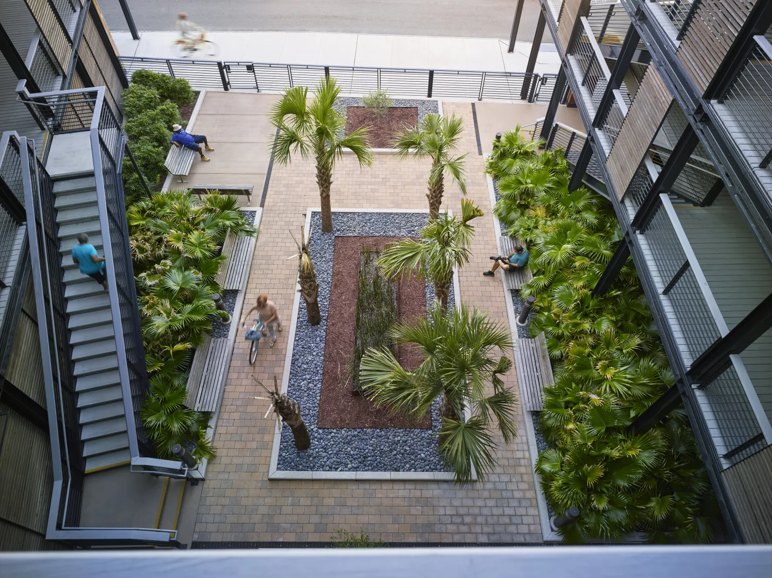 Courtyard view of Williams Terrace in Charleston, SC.