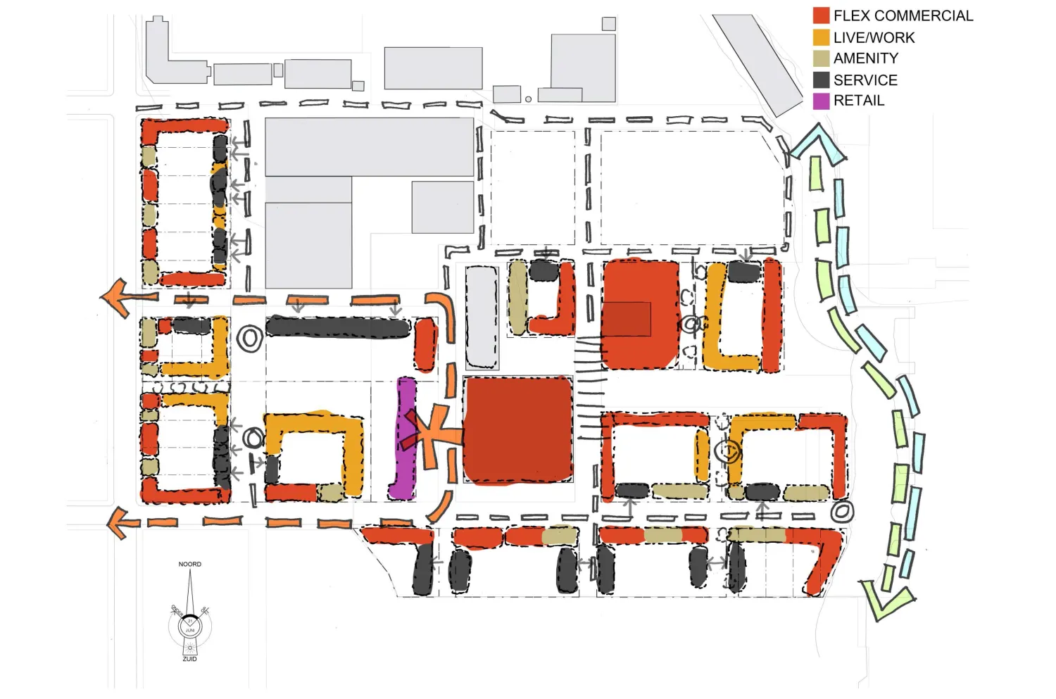 Site plan showing the active ground floor for Pier 70 in San Francisco.