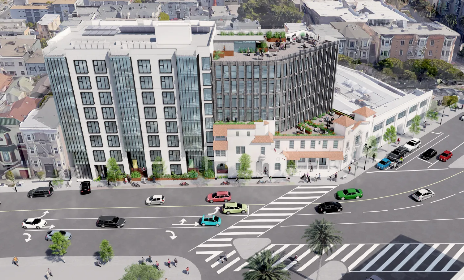 Exterior rendering of 1965 Market Street in San Francisco.