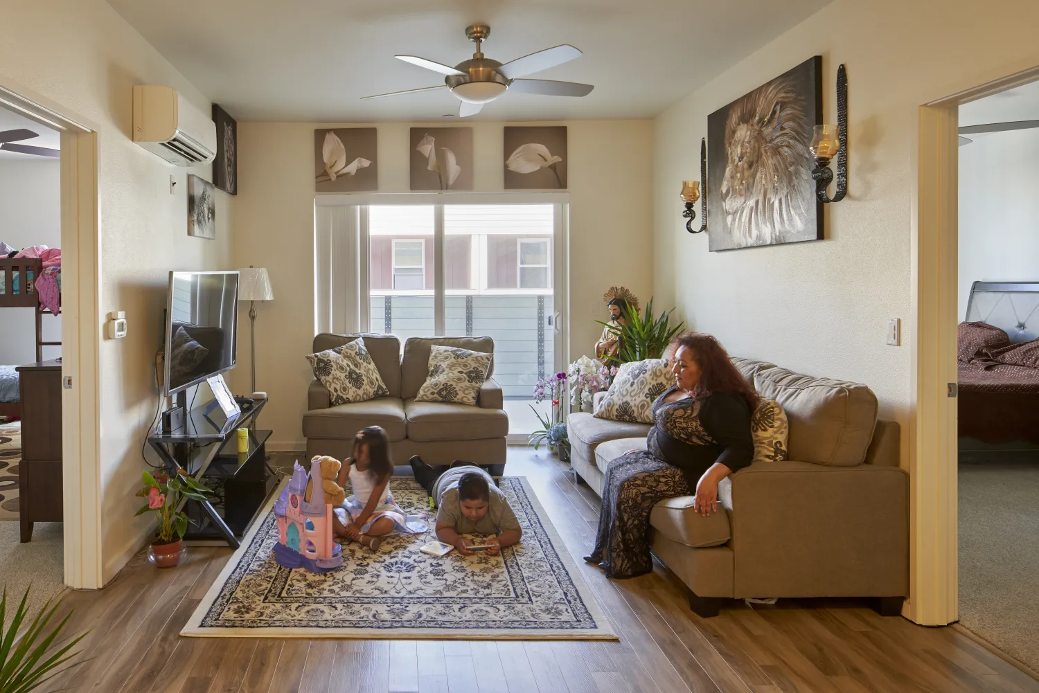 A resident's living room inside Edwina Benner Plaza in Sunnyvale, Ca.