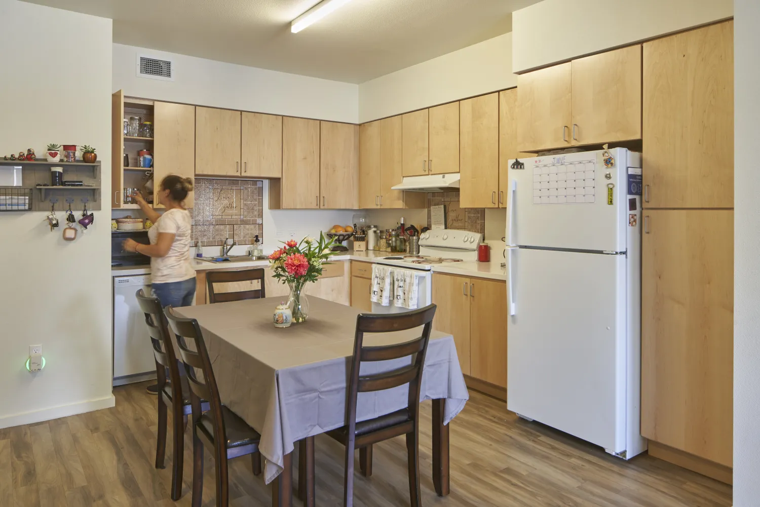 A resident's kitchen inside Edwina Benner Plaza in Sunnyvale, Ca.