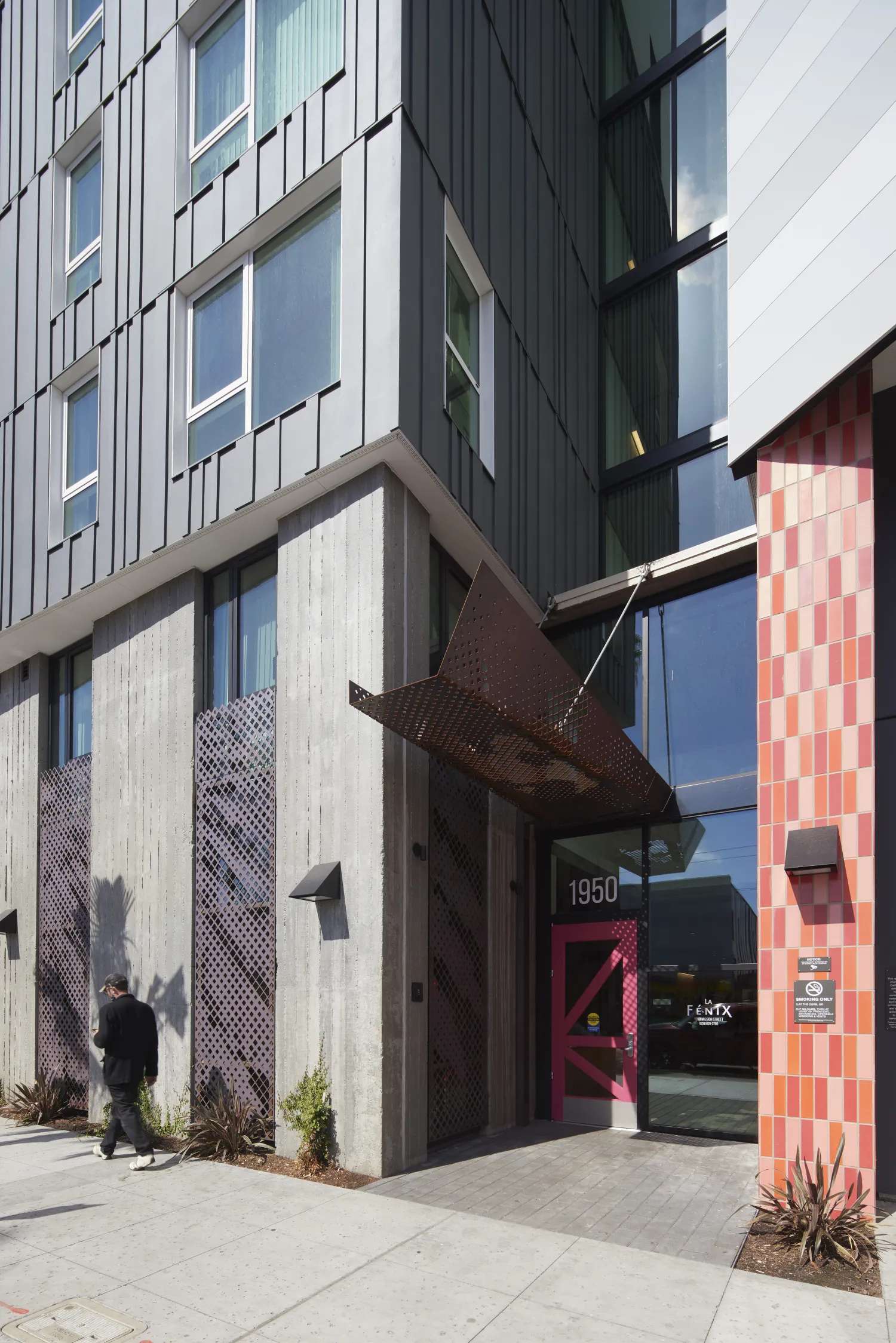 Entrance to La Fénix at 1950, affordable housing in the mission district of San Francisco.