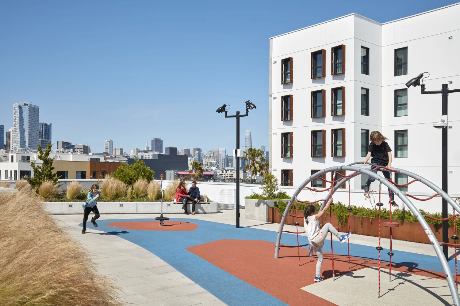 Rooftop playground on La Fénix at 1950, affordable housing in the mission district of San Francisco.