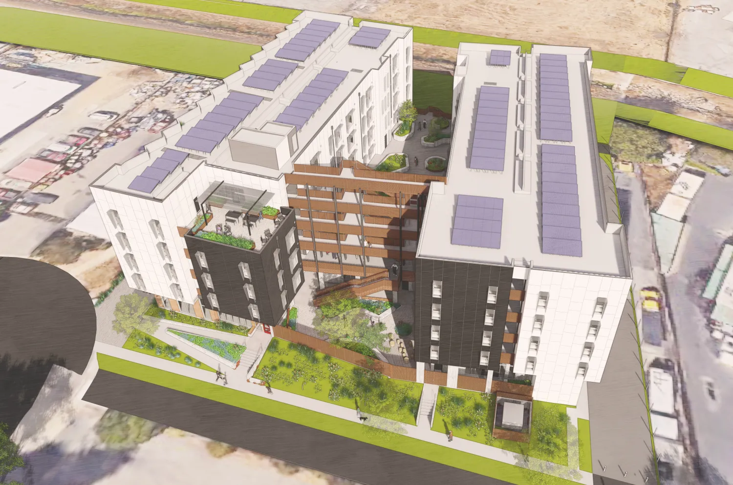 Aerial rendering of 355 Sango Court in Milpitas, Ca.