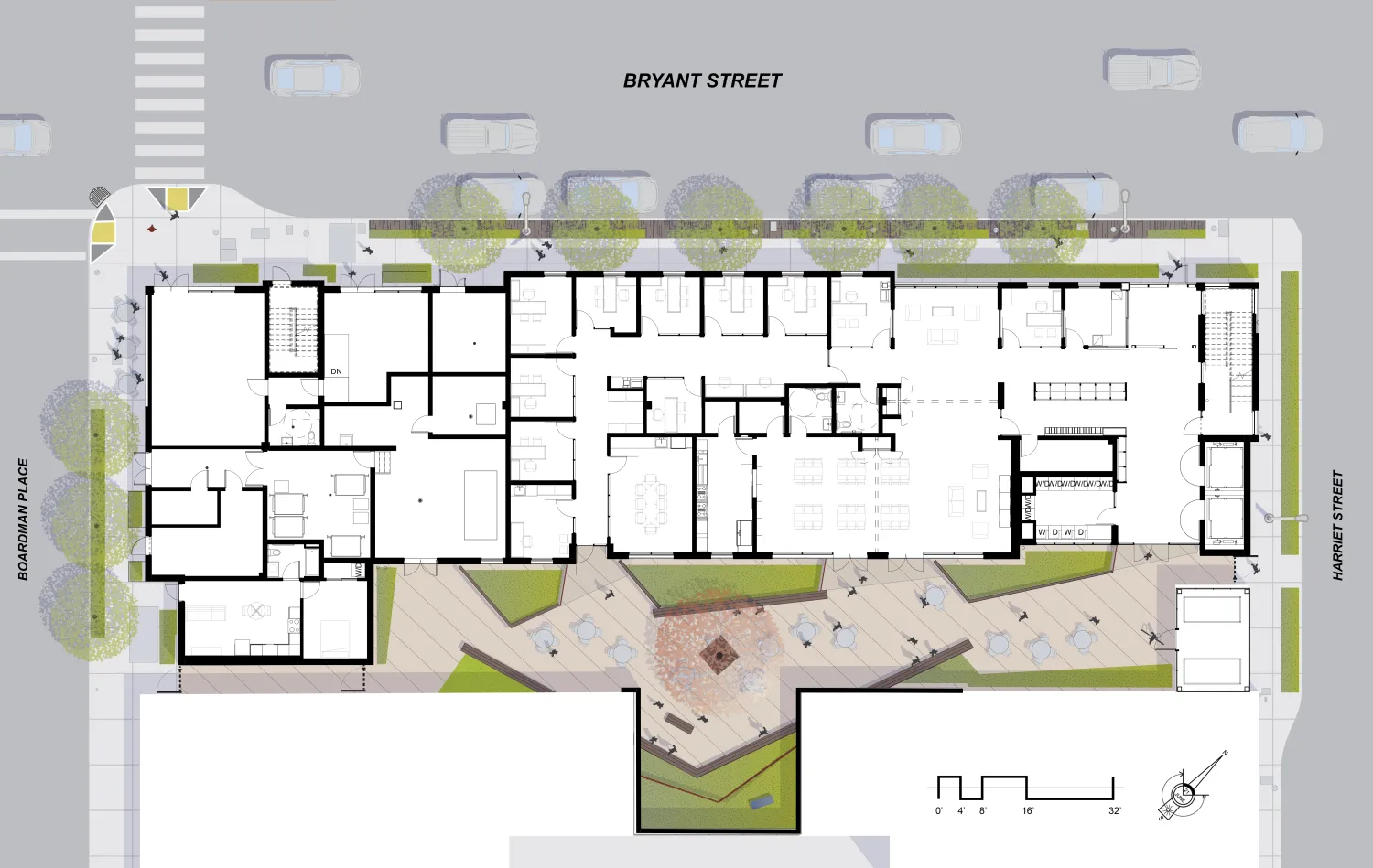 Level one site plan for Tahanan Supportive Housing in San Francisco.